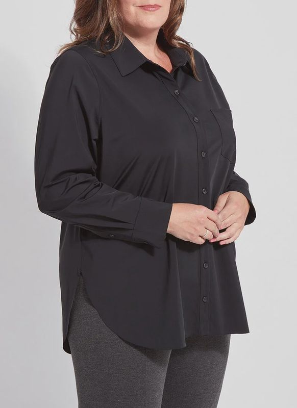 Lysse' Schiffer Button Down Shirt - Curvy - Black