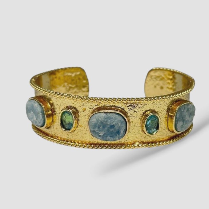 Smoky Quartz Gem Cuff - Green