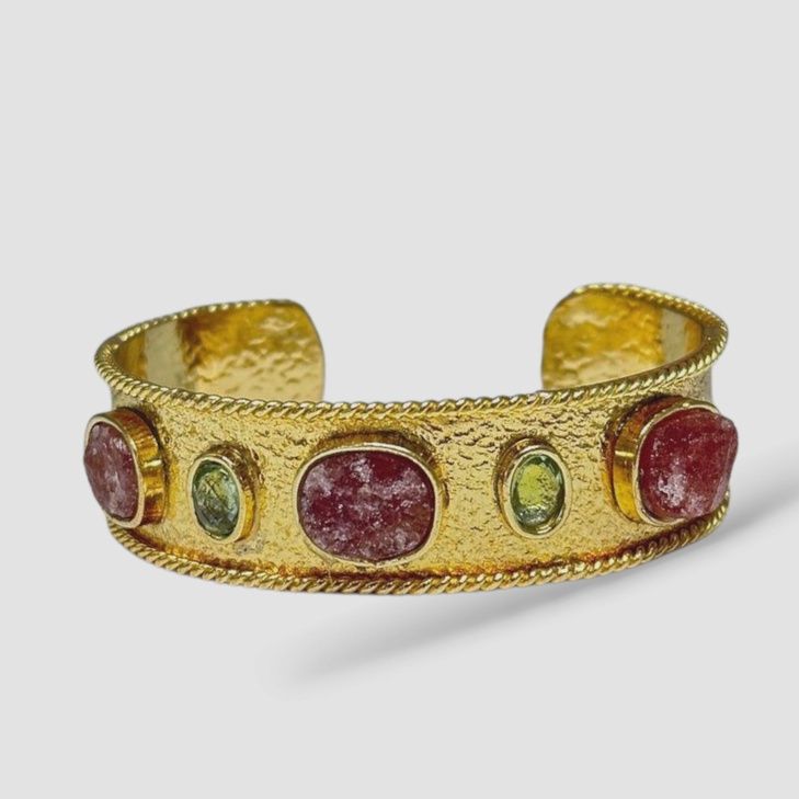 Smoky Quartz Gem Cuff - Pink