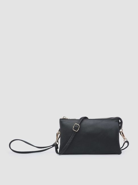 "Riley" Small Crossbody/Wristlet (Solid), Color: Black