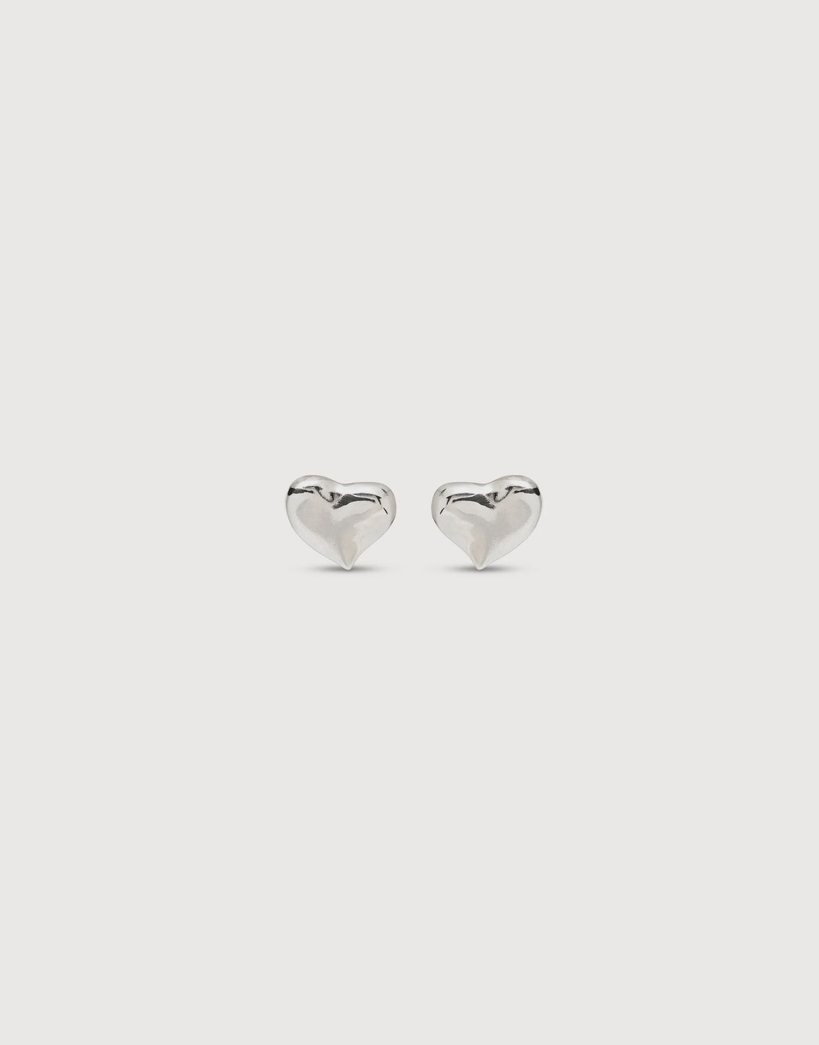 Silver Stud Uno Heart Earrings