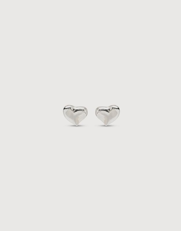 Silver Stud Uno Heart Earrings