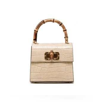 Bamboo Handle Leather Bag