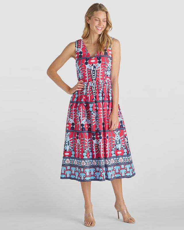 Jude Connally Stretch Poplin Seaside Red Dress