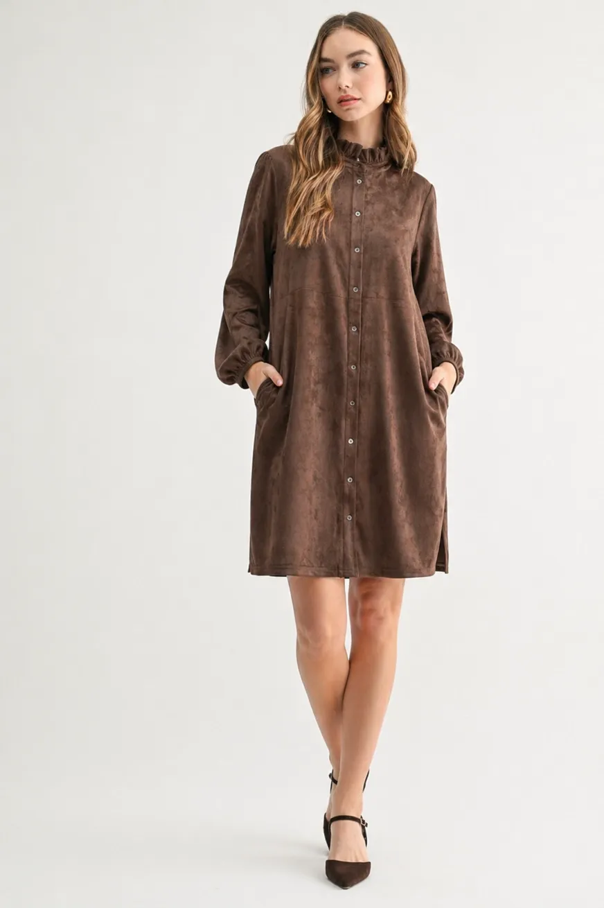 Joh. Anthony Suede Dress (55840A), Color: Umber, Size: XS