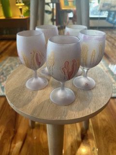 Glass Blown Pink Small Wine Glasses (Set of 5)