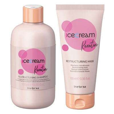 INEBRIA ICE CREAM KERATIN RESTRUCTURING DUO SHAMPOO+ MASL 100+100 ML