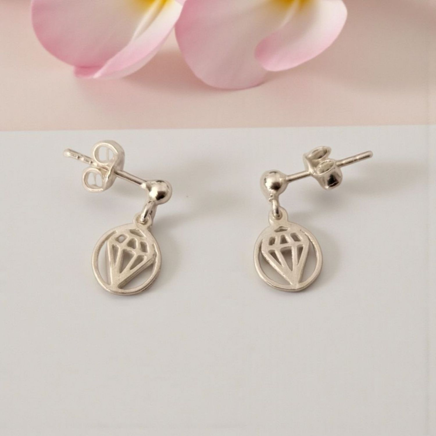 Kolczyki srebrne sztyfty - diamenty