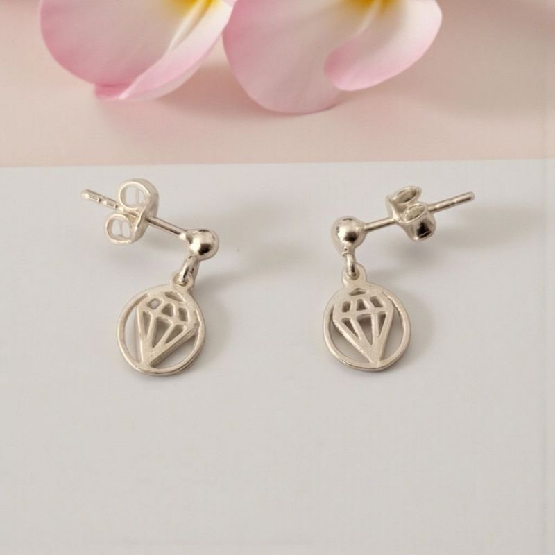 Kolczyki srebrne sztyfty - diamenty