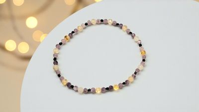 Bransoletka cytryn, turmalin, ametyst