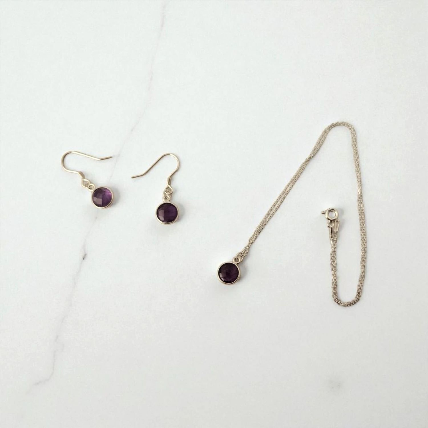 Zestaw srebrny ametyst