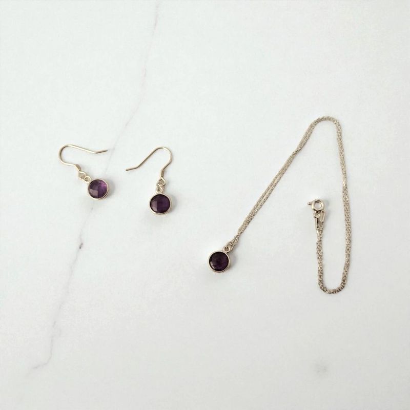 Zestaw srebrny ametyst