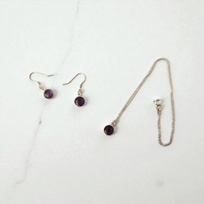 Zestaw srebrny ametyst