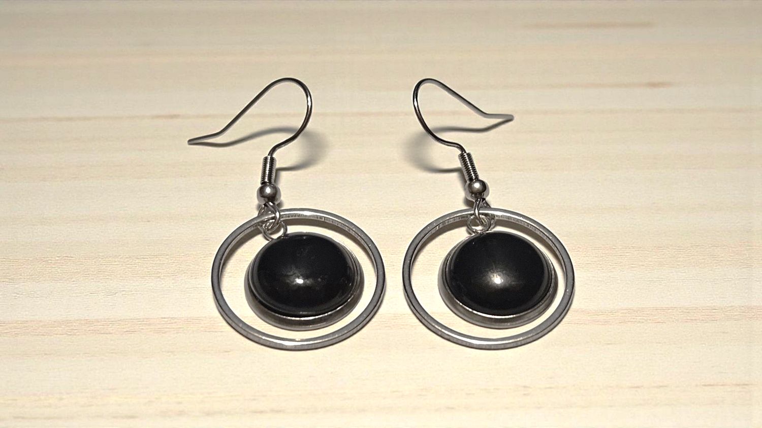 Kolczyki wiszące z czarnym onyksem
