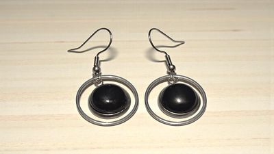 Kolczyki wiszące z czarnym onyksem