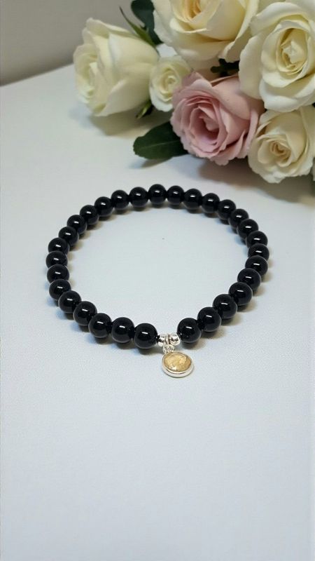 Bransoletka srebrna z onyksem i cytrynem