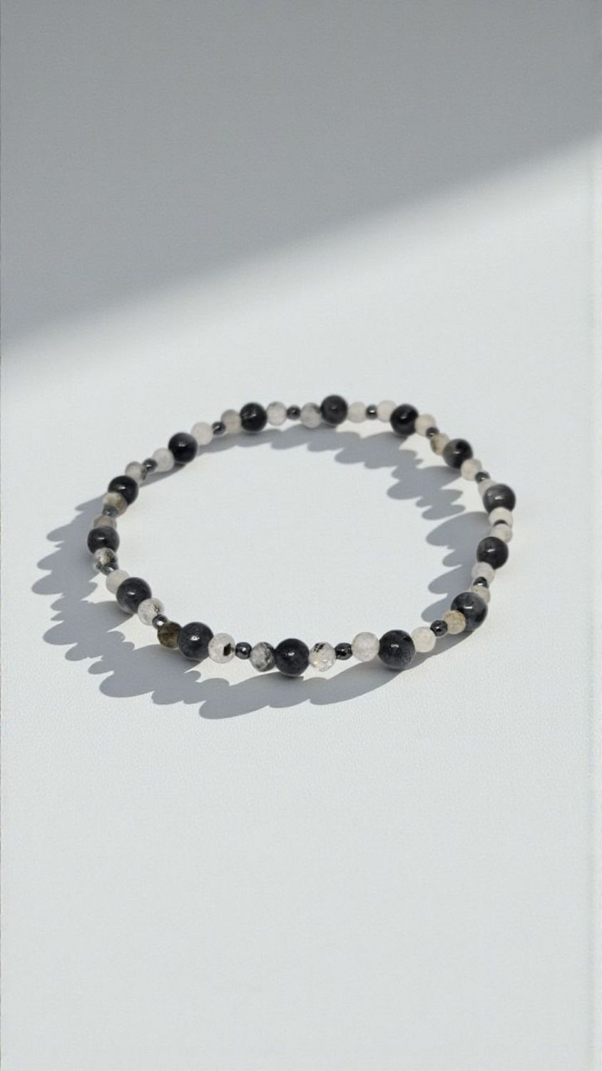 Bransoletka z labradorytem i hematytem