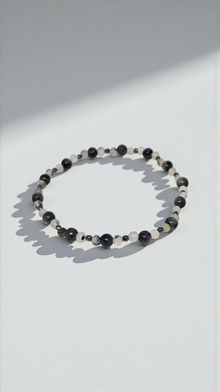 Bransoletka z labradorytem i hematytem
