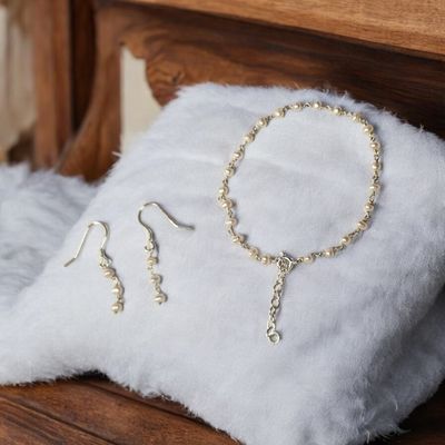 Zestaw z pereł naturalnych słodkowodnych