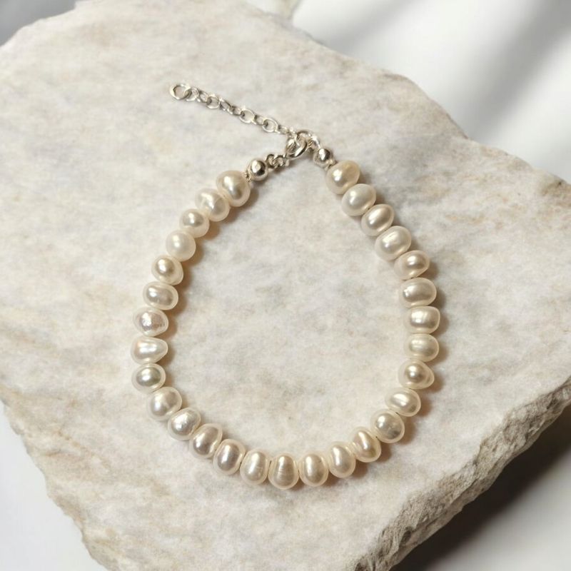 Bransoletka srebrna z perłami