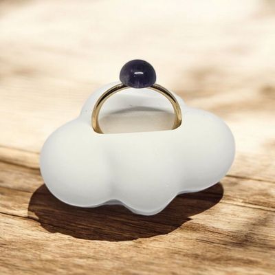 Pierścionek ze stali szlachetnej z ametystem