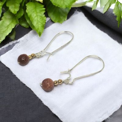 Kolczyki z piaskiem pustyni i hematytem