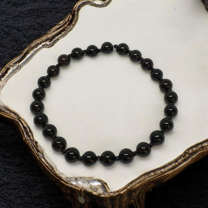 Bransoletka czarna z onyksami i turmalinami