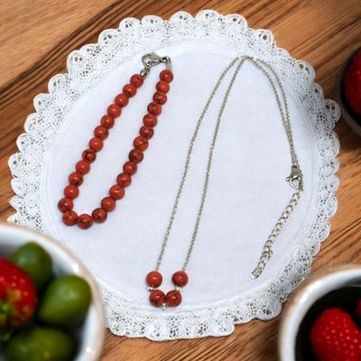 Zestaw czerwony z howlitu