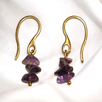 Kolczyki ze złotej stali szlachetnej z ametystami