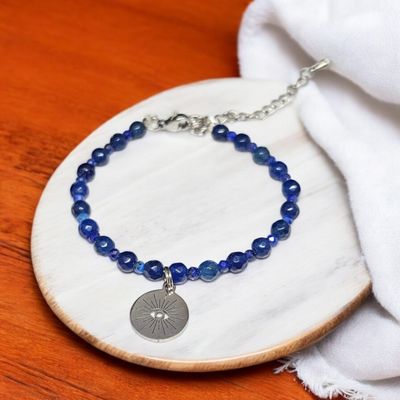 Bransoletka lapis lazuli i niebieski jadeit z przywieszką