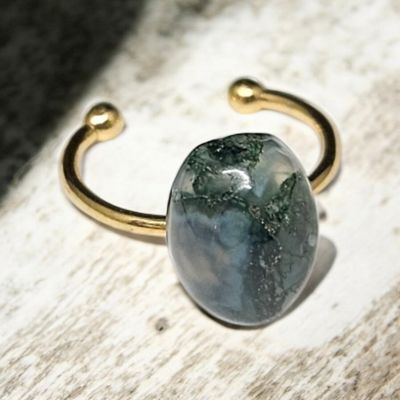 Pierścionek z agatem mszystym