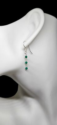 Srebrne kolczyki z zielonym onyksem