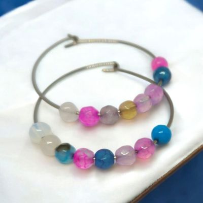 Kolczyki koła z agatami