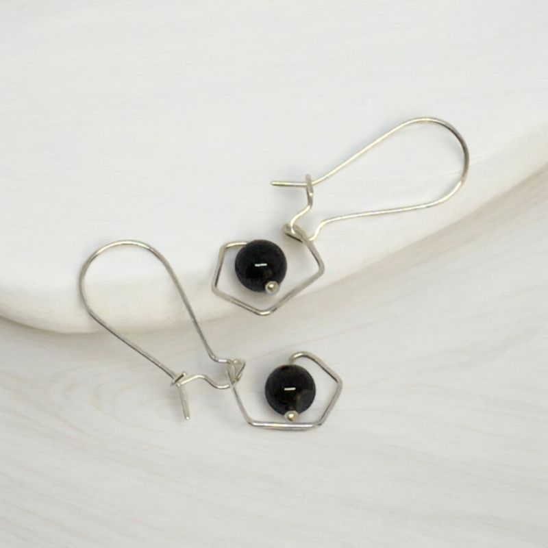 Kolczyki nowoczesne z onyksem