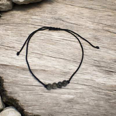Bransoletka sznurkowa z szarym agatem