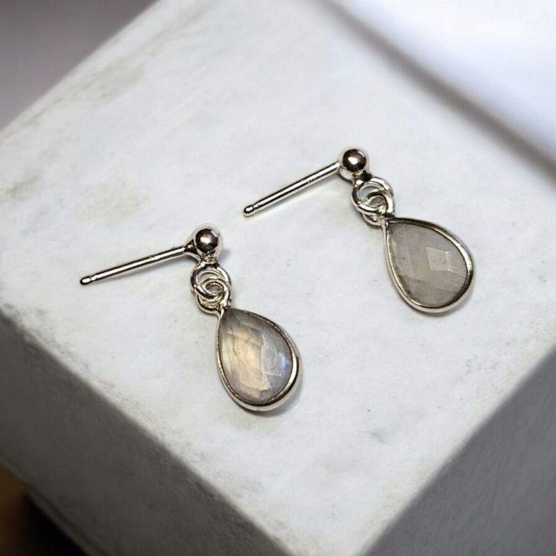 Srebrne kolczyki z labradorytem