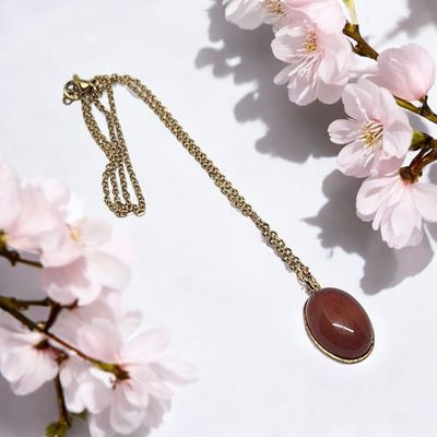 Naszyjnik ze stali szlachetnej z karneolem