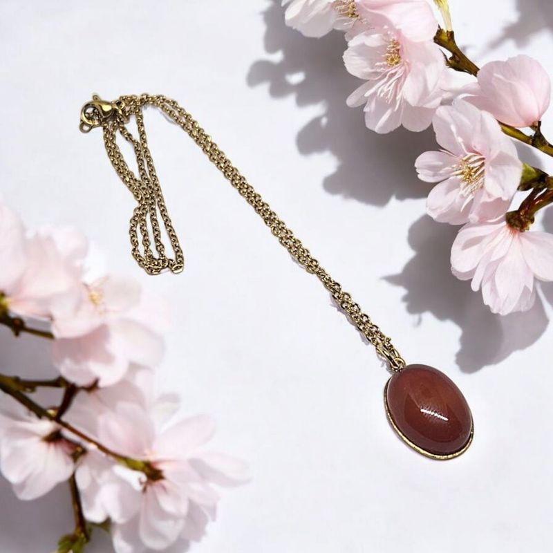 Naszyjnik ze stali szlachetnej z karneolem