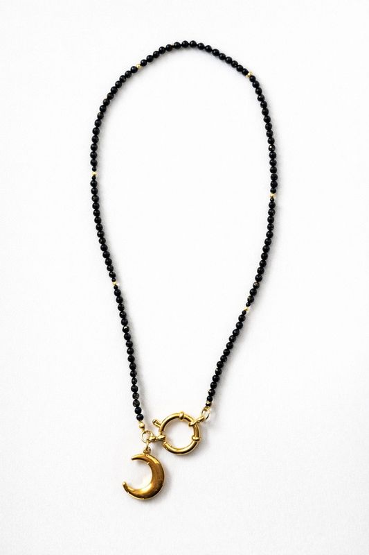 Naszyjnik z turmalinu ze złotymi dodatkami