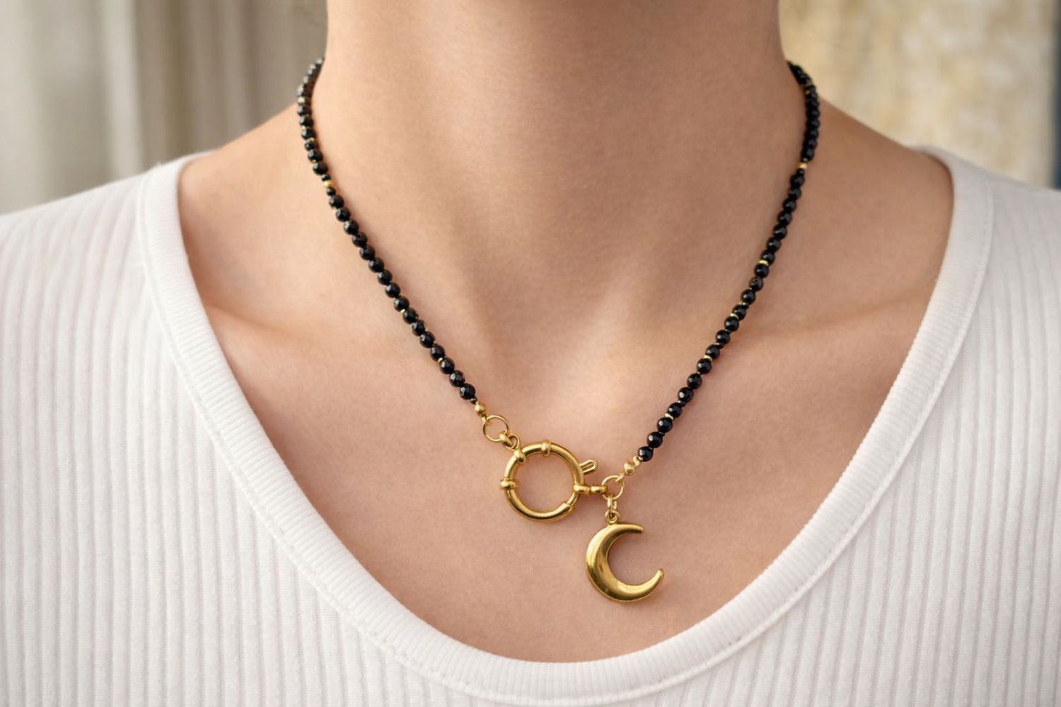 Naszyjnik Juliette z turmalinu ze złotymi dodatkami