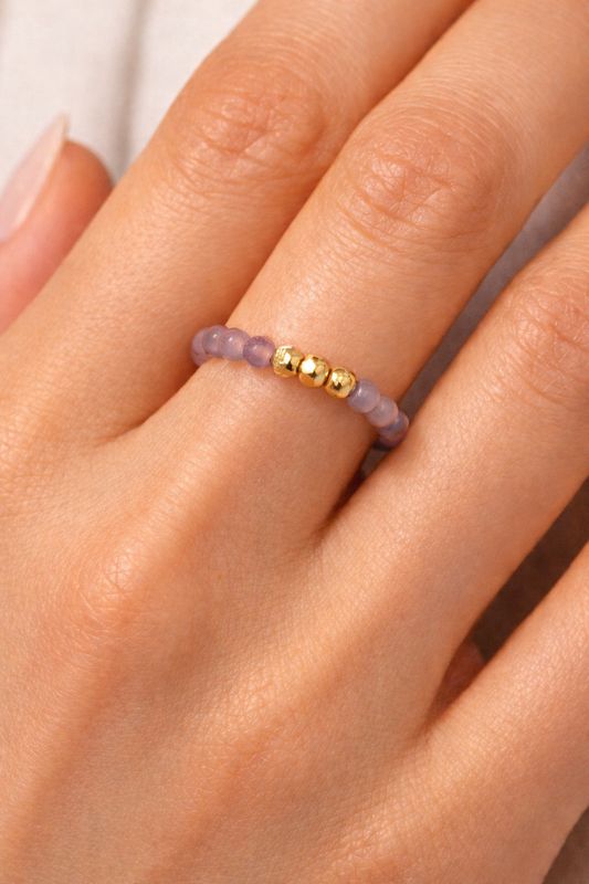 Pierścionek z Ametystem i hematytem