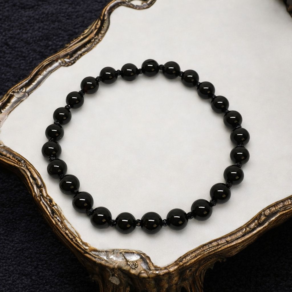 Bransoletka czarna z onyksami i turmalinami