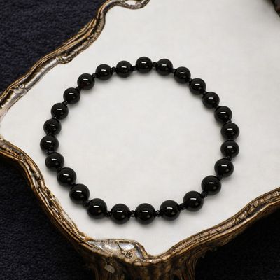 Bransoletka czarna z onyksami i turmalinami