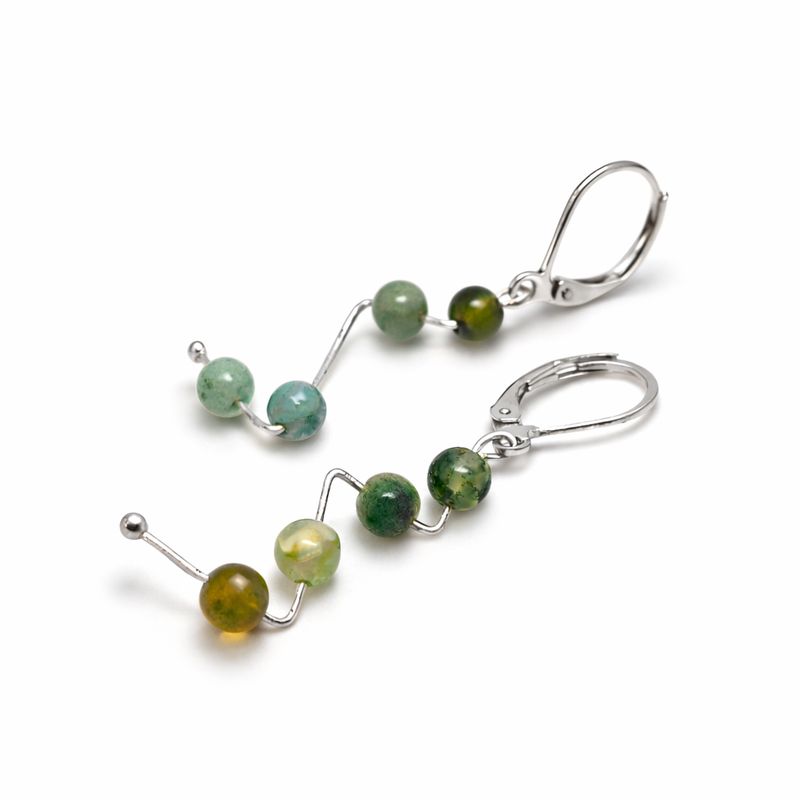 Kolczyki nowoczesne z agatem mszystym