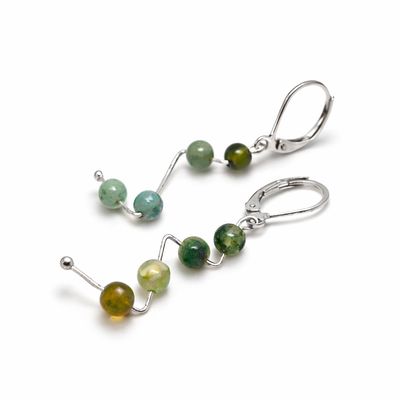 Kolczyki nowoczesne z agatem mszystym