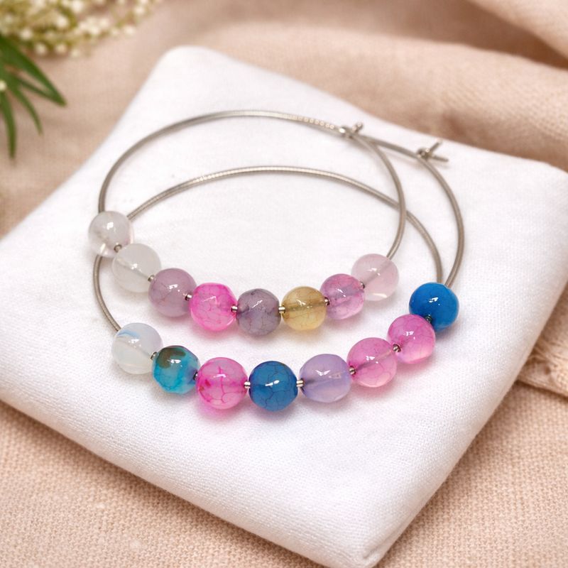 Kolczyki koła z agatami