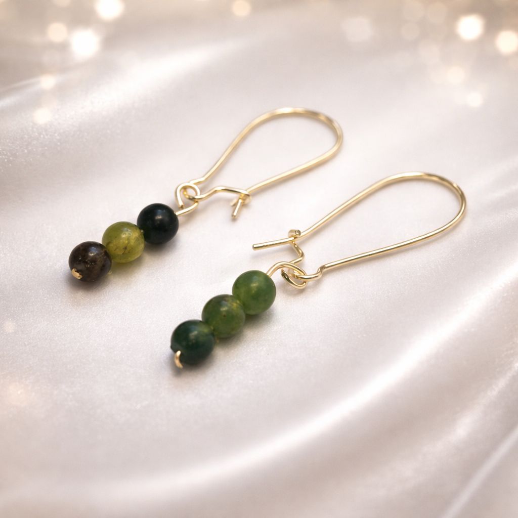 Kolczyki z agatem mszystym