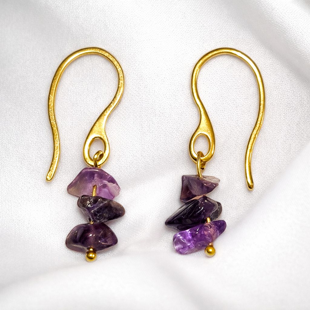 Kolczyki ze złotej stali szlachetnej z ametystami