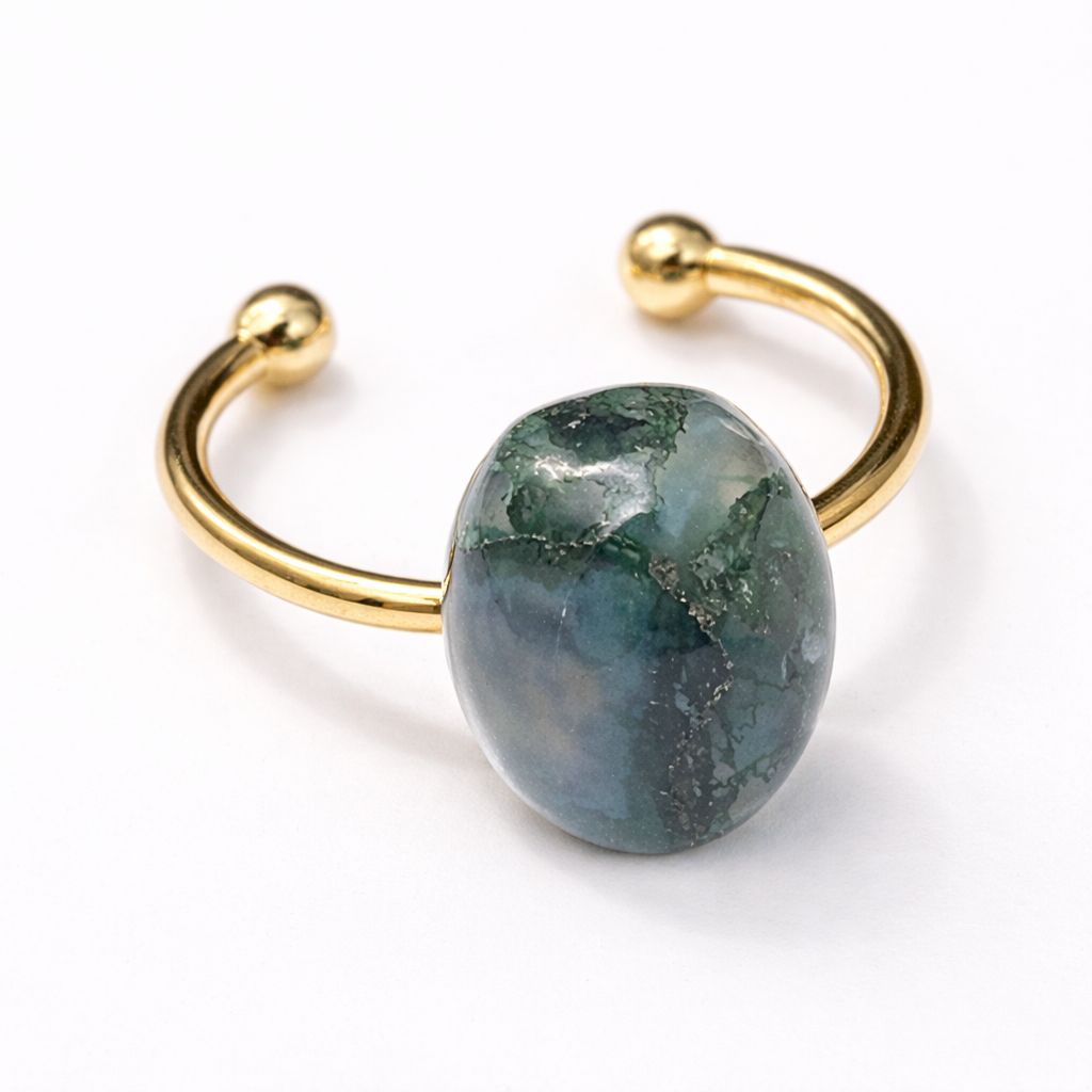 Pierścionek z agatem mszystym