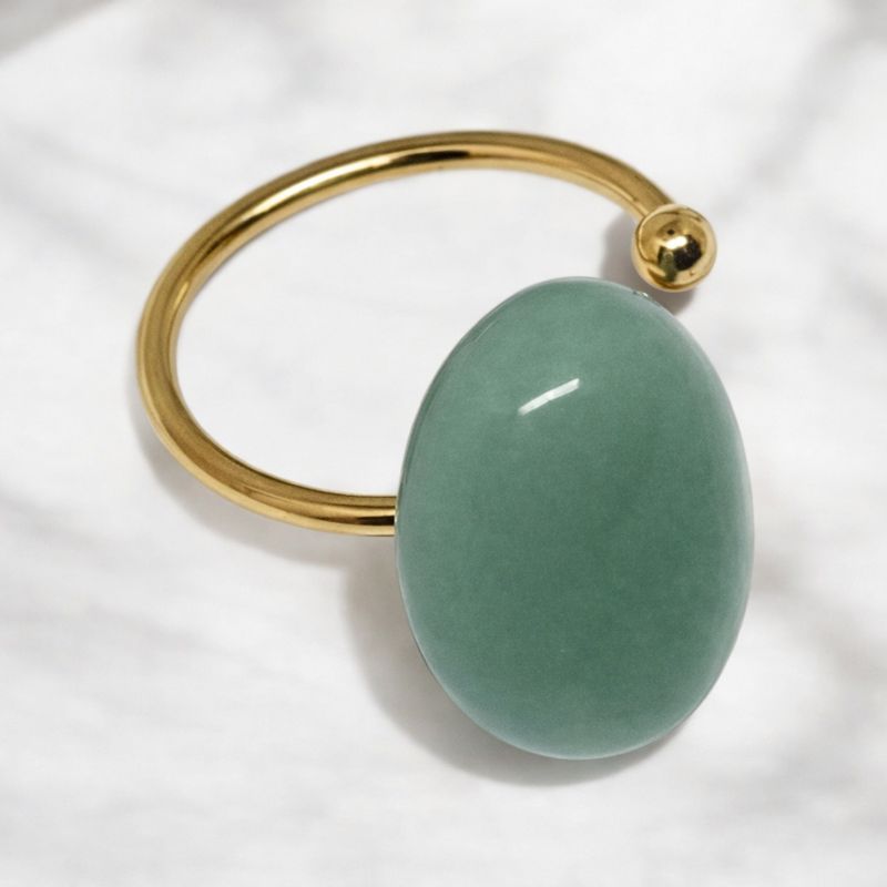 Pierścionek ze stali szlachetnej z awenturynu